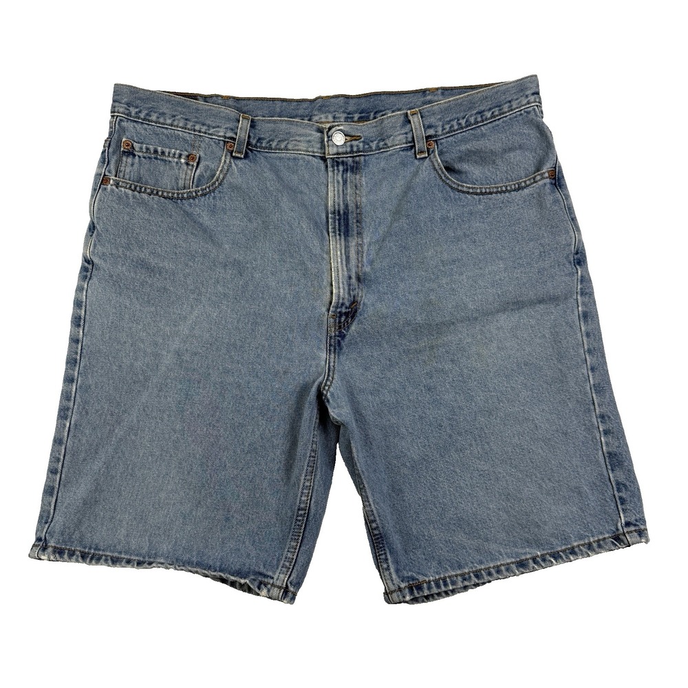 Vintage Levis 505 Mens Shorts Size 42 Distressed Light Wash Blue Denim Red Tab